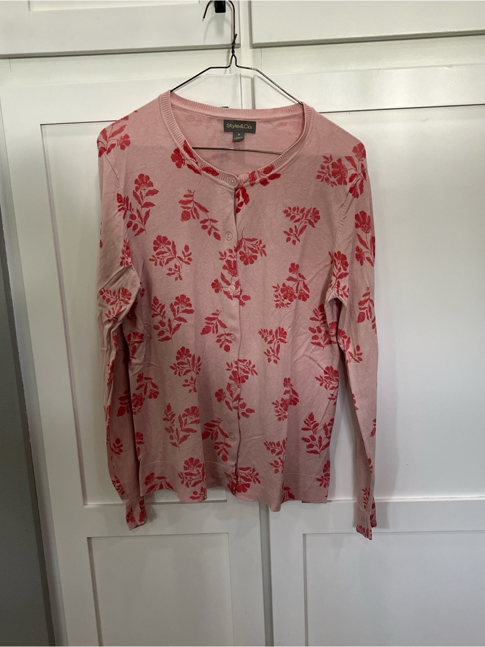 Pink Floral Button Cardigan